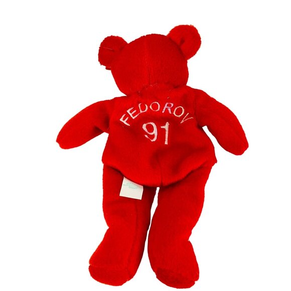 Salvinos Bammers Fedorov 91 Red Plush Bear Collectible Toy Sergei NHL Hockey Fan - Picture 6 of 8